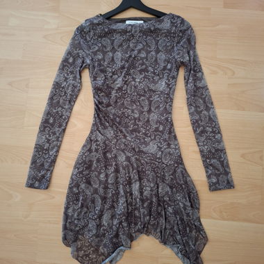 Pull&Bear Long Sleeve Kleid Braun Paisley-Muster