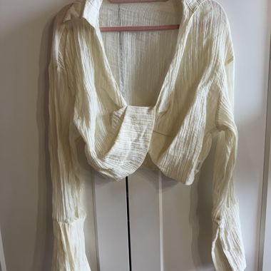Blusa a portafoglio crinkle butter yellow