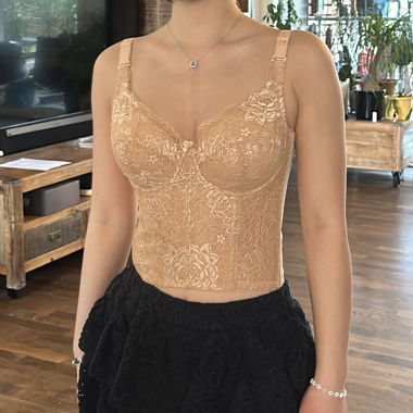 japanese vintage: beige lace corset size XS
