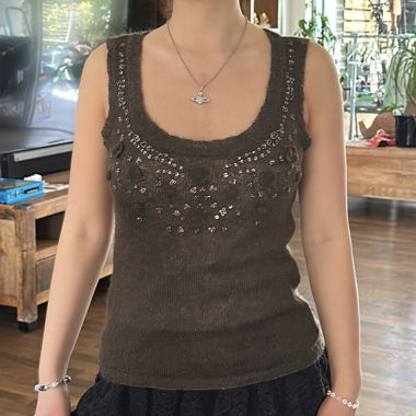japanese vintage: brown knit top