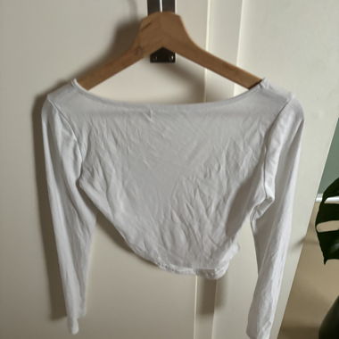 Top corto a maniche lunghe bianco