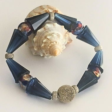Bracelet en verre de Murano Swarovski bleu argent