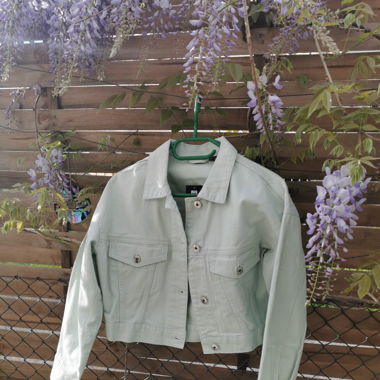 Veste en jean vert pastel 