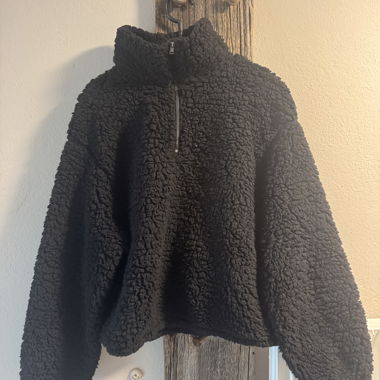 H&M Teddy Fleece Pullover schwarz