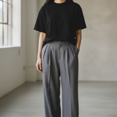 Pantalon habillé gris à jambes larges