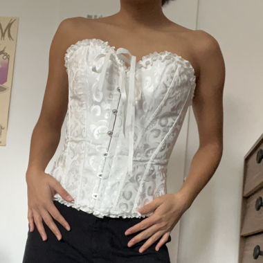 Corsetto bianco a motivi