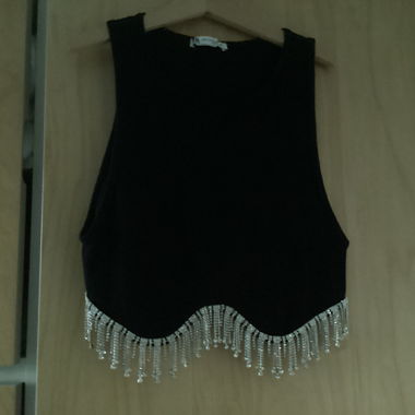 Zara Crop Top mit Perlenfransen