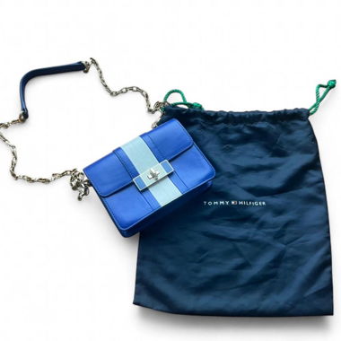 Blue and White Tommy Hilfiger Chain Bag