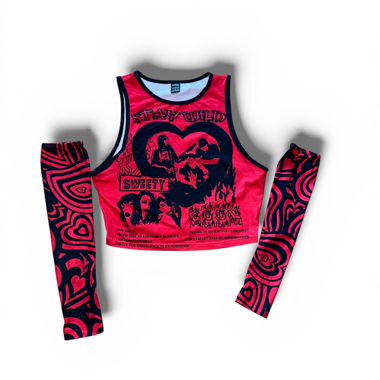 Crop top rosso in due pezzi