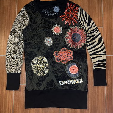 Desigual Pullover schwarz mit Muster