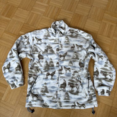 Vintage Fleecejacke mit Wolfsprint