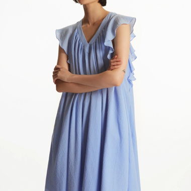 Robe volantée bleue COS taille 38