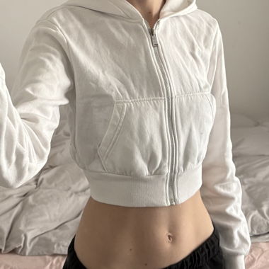 H&M Basic hoodie zippe blanc