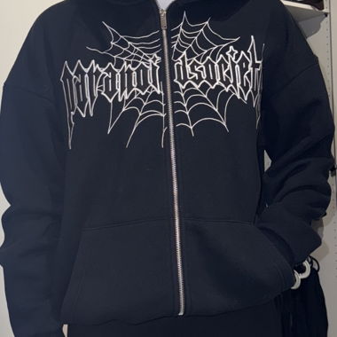 Schwarzer Zip Hoodie