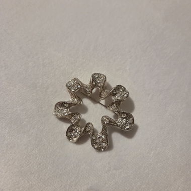 Silver-Coloured Brooch with Rhinestones