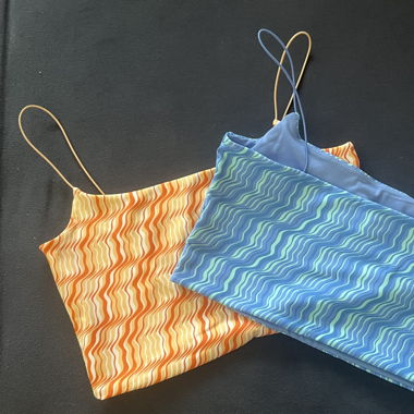 Set of 2 Printed Orange and Blue Tops