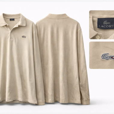 Polo Lacoste manica lunga beige