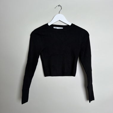 Zara schwarzes Cropped Top