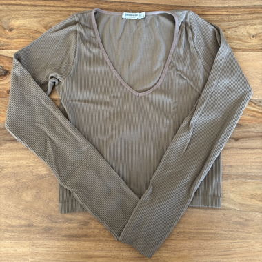 Stradivarius Ribbed Brown Top