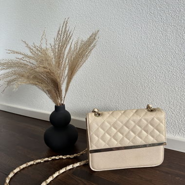 Beige Quilted Crossbody Bag