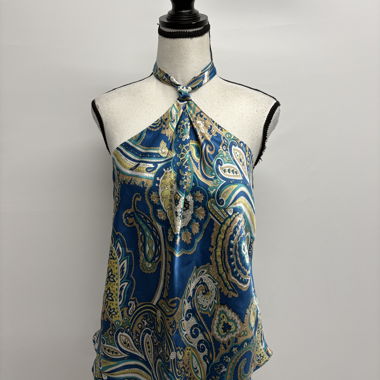 Macy's Silk Top with Paisley Gr. 40 Blue