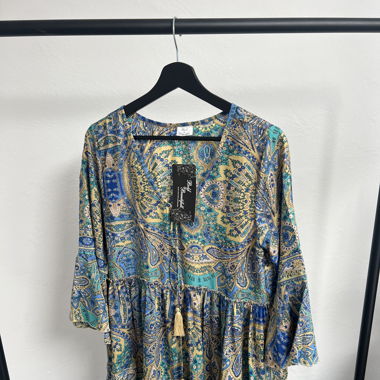 Boho-Kleid Neu! Print, Quasten, Gr. M