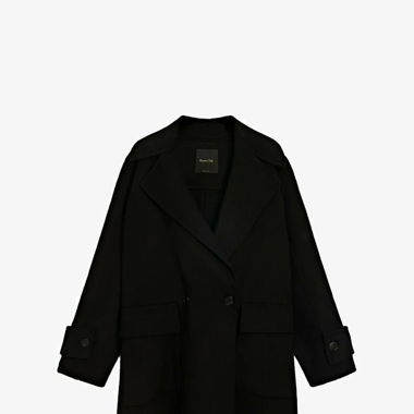 Massimo Dutti MAXI - Klassischer Mantel - black