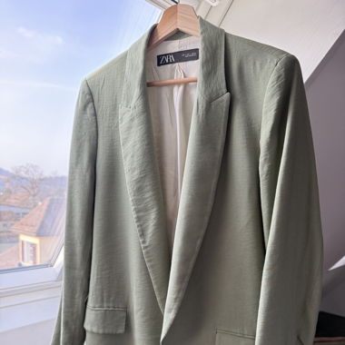 ZARA blazer lungo verde menta chiaro