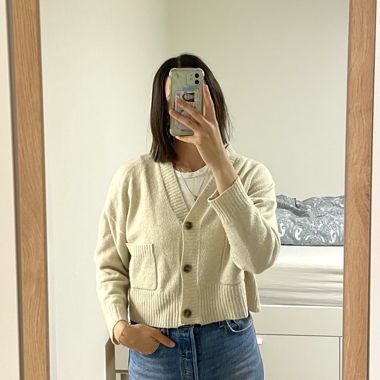 Cardigan in maglia beige