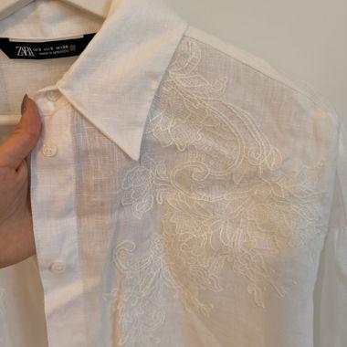 Zara white embroidered shirt