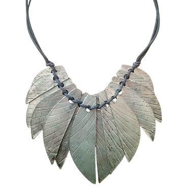 Statement Leaf Necklace – Silver Toned – Boho Chic