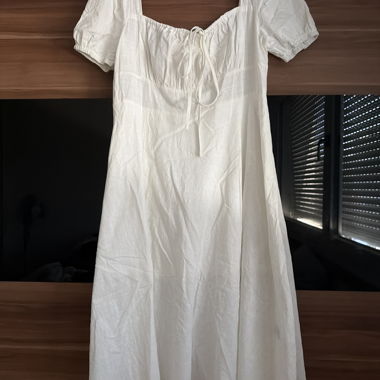 White dress with puff sleeves