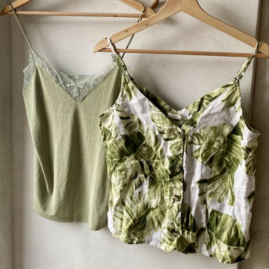 2er-Set Träger-Tops Grün H&M