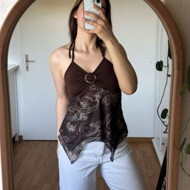 Brown Halter Top S y2k style
