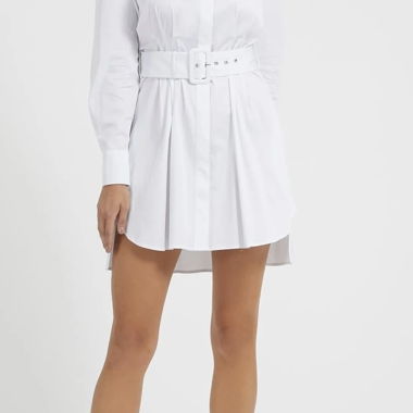 Guess White Belted Shirt Dress