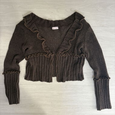 Maglione cropped in maglia marrone