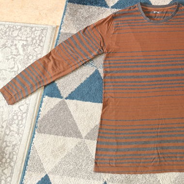 Orange-grey striped nightgown size M.