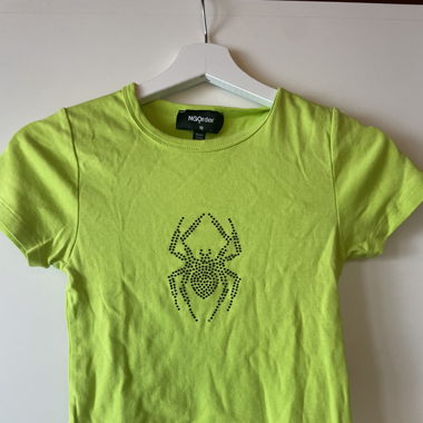 Neon grün/gelb Crop Top - Spinne