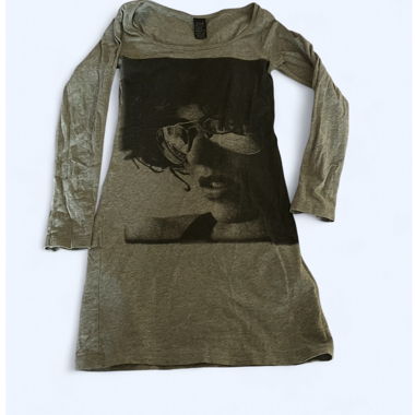 Graues Langarmshirt/Kleid mit Print
