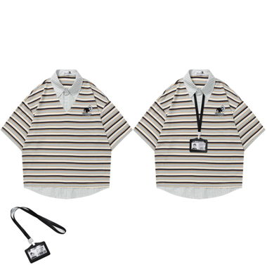Gestreiftes Poloshirt mit kurzen Ärmeln