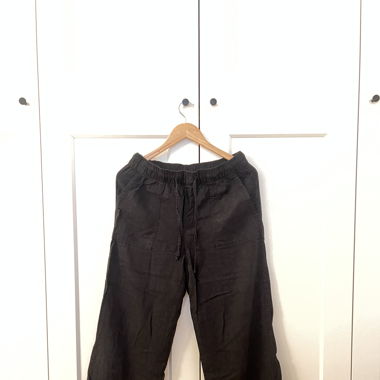 Pantalon Noir à Cordon 100% Lin Gap