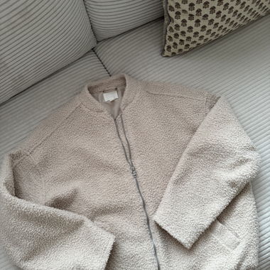 Beige Teddy Jacket with Zipper
