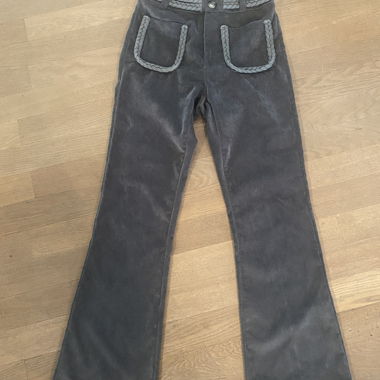Avec Studio Cord-Schlaghose Grau mit Flechtdetails
