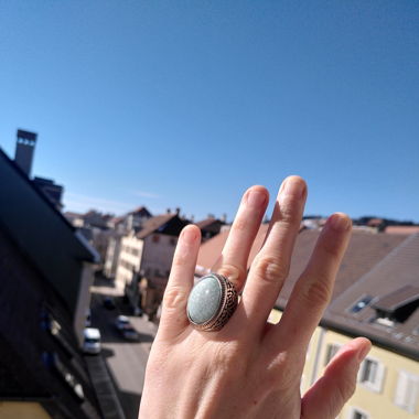 Bague effet argent jade