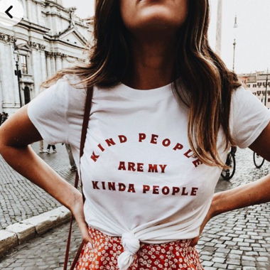 T-shirt blanc "Kind people are my kinda people"