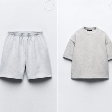 Completo t-shirt e shorts grigio
