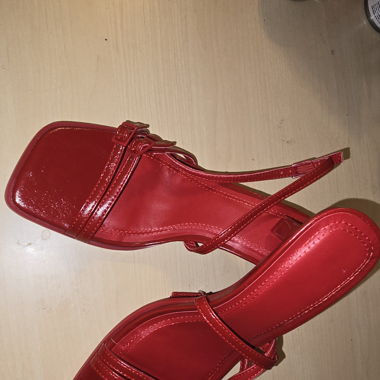 Red kitten heels from Bershka