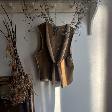 GAP Shearling Vest – Brown Suede Look, Retro 90s
