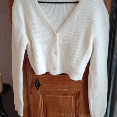 Cardigan corto in maglia bianco