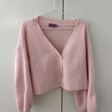 Cardigan in maglia rosa